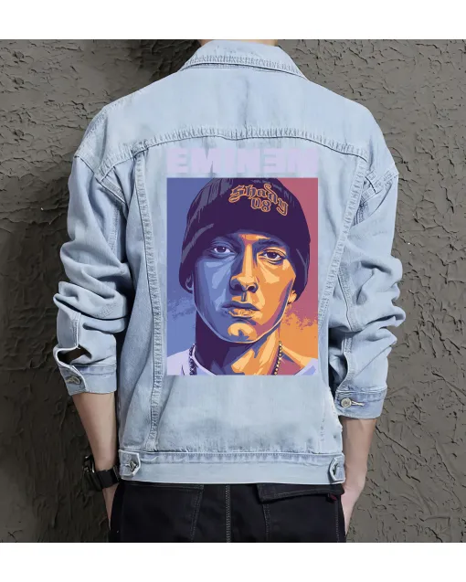 Eminem Jean Jacket for Men – Gift for Music Fans – Birthday Present - Light Blue - Main View