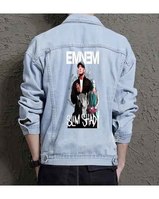 Eminem Jean Jacket for Men – Gift for Music Fans – Christmas Gift - Light Blue - Main View