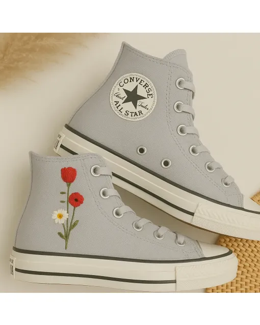 Floral Print Platform Sneakers for Women – Comfortable & Fashionable Footwear for Casual Outings, Parties – Perfect Gift for Shoe Lovers - Custom Embroidered - Main View