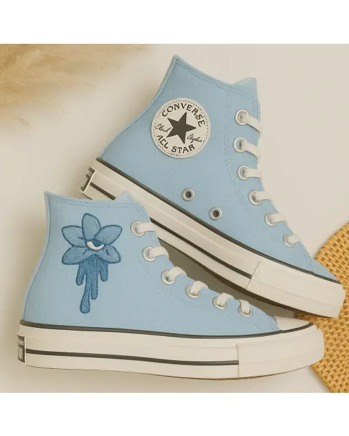 Floral Print Sneakers for Women – and Comfortable Footwear for Casual Walks, Outings – Perfect Gift for Ladies - Custom Embroidered - Main View