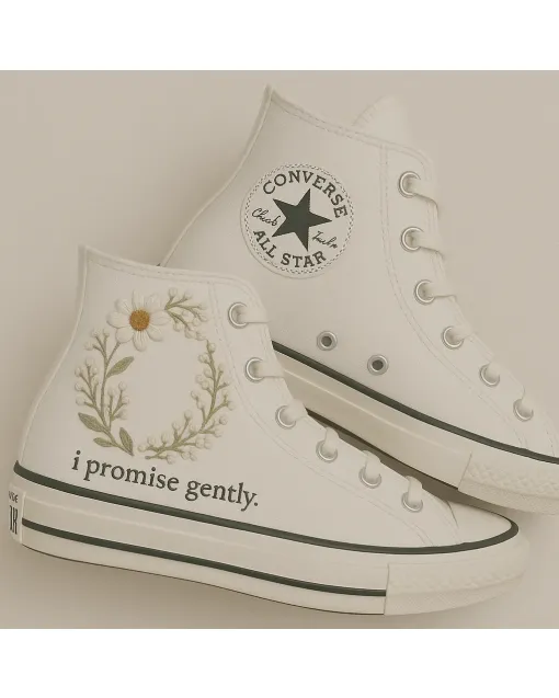 Floral Print Sneakers for Women – Comfort for Casual Outings, Weekend Brunches, and Shopping Spree – Perfect Gift for Friends - Custom Embroidered - Main View