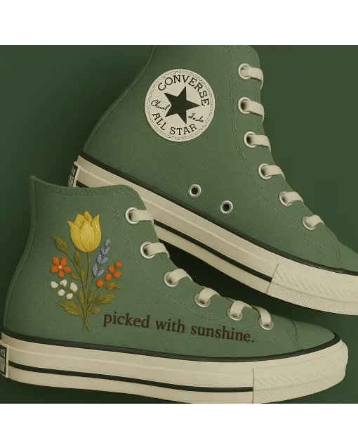 Floral Print Sneakers for Women – Comfortable and Trendy Shoes for Casual Outings, Shopping Spree – Perfect Gift for Fashionistas - Custom Embroidered - Main View
