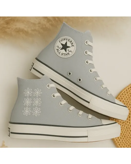Floral Print Sneakers for Women – Trendy Footwear for Casual Outings, Daily Wear – Perfect Gift for Fashionistas - Custom Embroidered - Main View