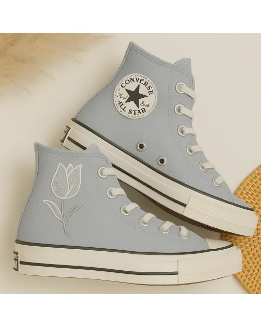 Floral Sneakers for Women – Comfort for Casual Walks, Summer Outings – Perfect Gift for Fashionistas - Custom Embroidered - Main View