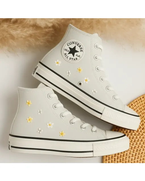 Floral Sneakers for Women – Fashion Footwear for Pet Lovers, Runners, and Festival Goers – for Casual Walks and Festivals - Custom Embroidered - Main View