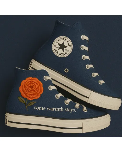 Floral Sneakers for Women – Trendy for Casual Walks, Festivals – Perfect Gift for Flower Lovers - Custom Embroidered - Main View