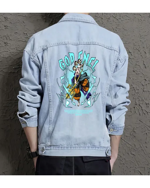 Godenel Jean Jacket for Men – Gift for Streetwear Fans – Christmas Gift - Light Blue - Main View
