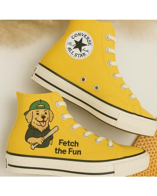 Golden Sparkle Sneakers for Women – Comfort for Casual Walks, Festivals, and Parties - Custom Embroidered - Main View