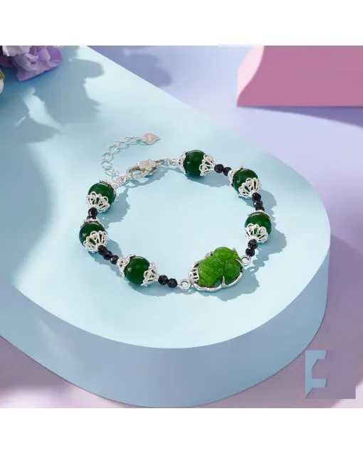 Green Tourmaline Healing Bracelet for Women – Energy Boosting Crystal Jewelry for Calm & Protection –  – Main View