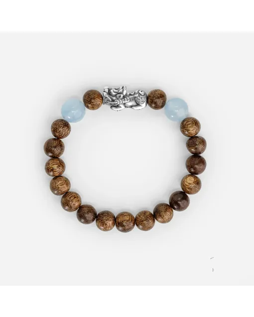Handcrafted Agarwood Bracelet – Grounding Energy for Meditation, Spiritual Gifts – Blue, Brown – Main View