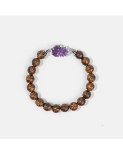 Handcrafted Natural Agarwood Bracelet for Spiritual Gift Buyers – Grounding Energy for Daily Wear, Meditation – Brown – Main View