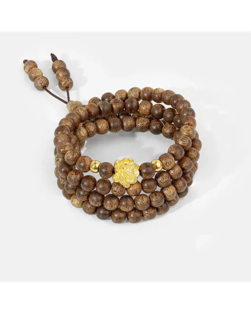 Handcrafted Natural Agarwood Bracelet for Spiritual Souls – Grounding Energy for Meditation, Protection – Brown Agarwood – Main View