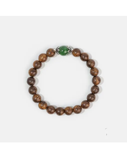 Handcrafted Natural Agarwood Bracelet for Spiritual Souls - Grounding Energy for Meditation, Protection – Brown – Main View