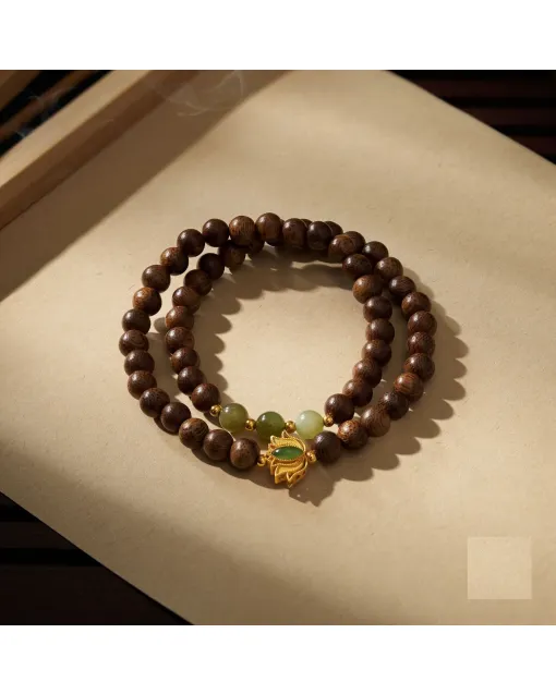 Handcrafted Natural Agarwood Bracelet - Grounding Energy for Daily Wear, Spiritual Gifts – Mixed – Main View