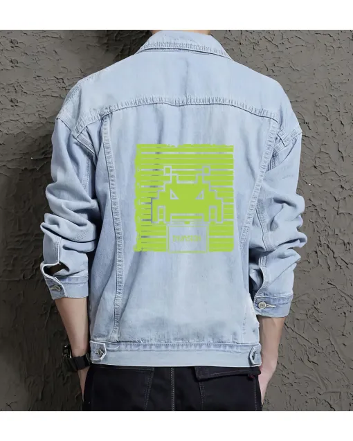 Invasion Denim Jacket for Men - Gift for Sci-fi Fans - Christmas Gift - Light Blue - Main View