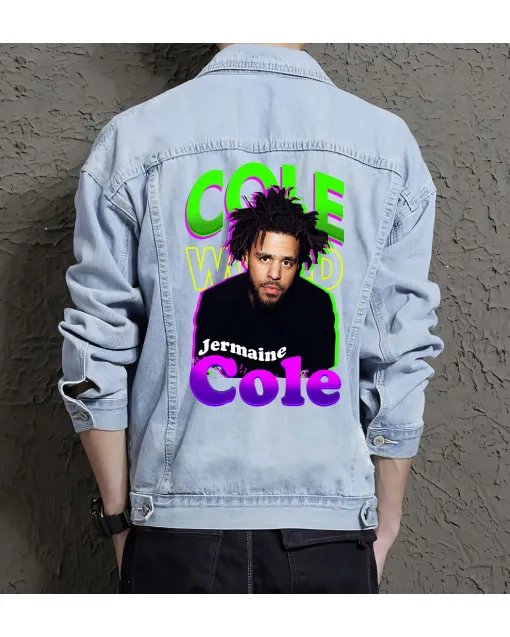 J-col Jean Jacket for Men – Gift for Streetwear Fans – Christmas Gift - Light Blue - Main View