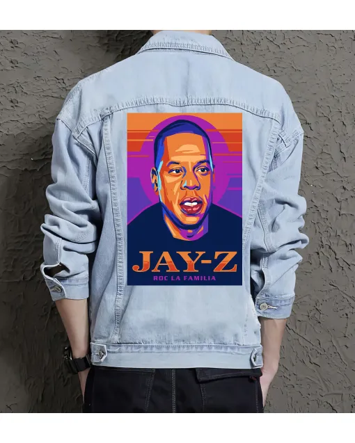 Jay-z Jean Jacket for Men – Gift for Music Fans – Birthday Present - Light Blue - Main View