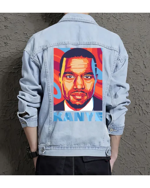Kanye Jean Jacket for Men – Gift for Music Fans – Christmas Gift - Light Blue - Main View