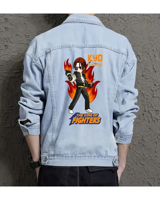 Kyo Kusanagi Denim Jacket for Men - Gift for Fans - Christmas Gift - Light Blue - Main View