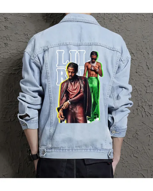 Lil Baby Jean Jacket for Men – Gift for Music Fans – Birthday Present - Light Blue - Main View