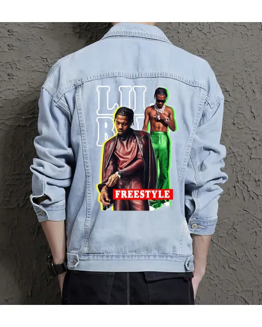 Lil Baby Jean Jacket for Men – Gift for Music Fans – Christmas Gift - Light Blue - Main View