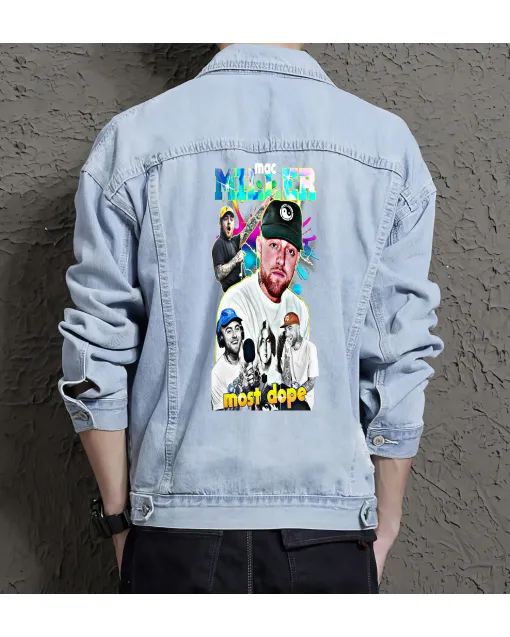Mac Miller Jean Jacket for Men – Gift for Music Fans – Birthday Present - Light Blue - Main View