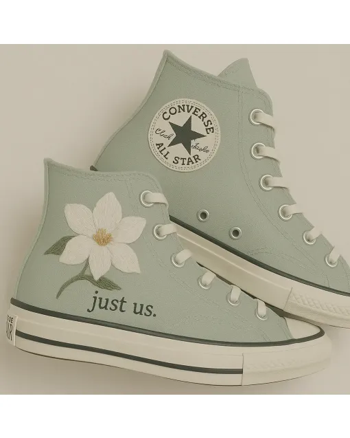 Magnolia Floral Wedding Sneakers for Women – Comfort for Weddings, Parties, and Special Occasions - Custom Embroidered - Main View