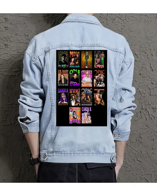 Megan 2pac Beyonce Colechane Jean Jacket for Men – Gift for Music Fans – Birthday Present - Light Blue - Main View