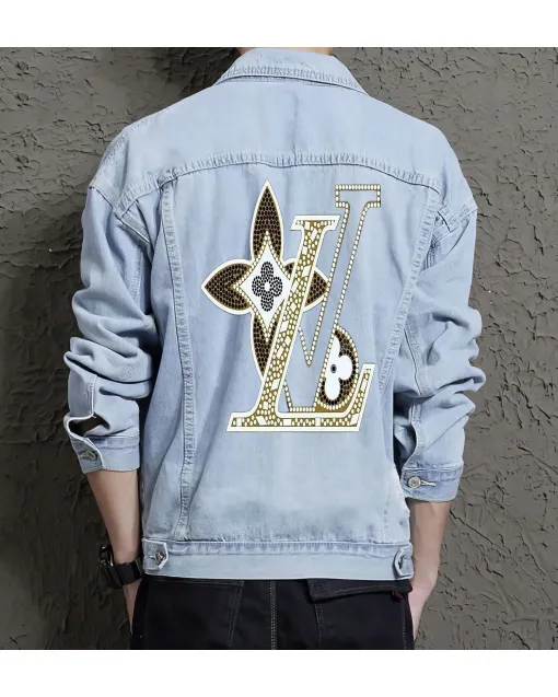 Men's Casual Denim Jacket for Boyfriend - Great Stylish Look Gift - City Outings for Holiday Season - Teenagers - Light Blue - Main View