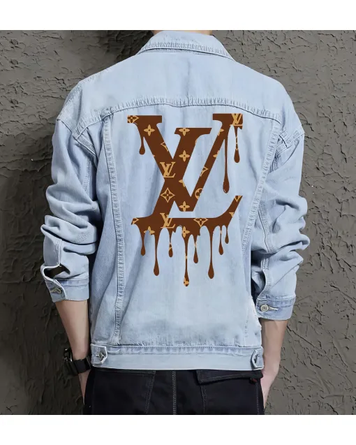Men's Casual Denim Jacket for Son - Vintage Style with Music Events - Gift Idea for Celebration Millennials - Light Blue - Main View