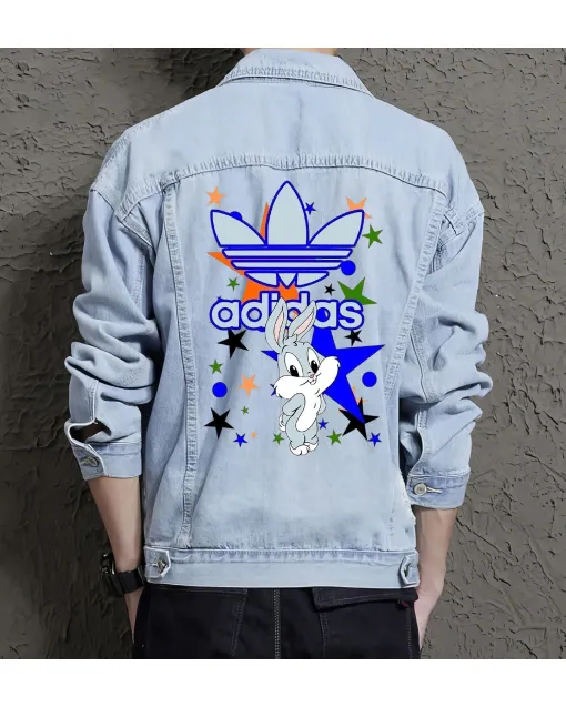 Men's Casual Denim Jacket - for Teenager - Vintage Style for Everyday Wear - Great Gift for Valentine's Day Streetwear Enthusiasts - Light Blue - Main View
