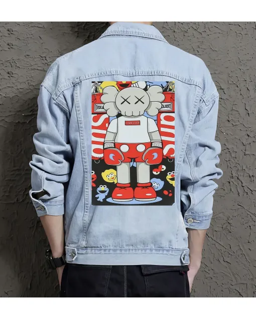 Men's Casual Denim Jacket - Gift for Fashion Lover - Simple Style for Everyday Wear - Valentine's Day for Young Men - Light Blue - Main View