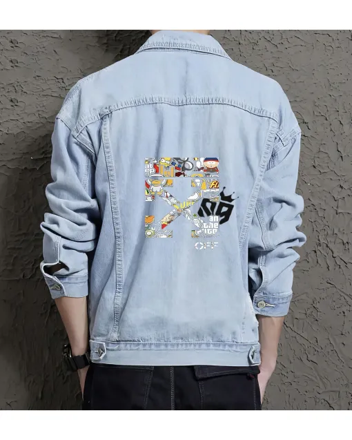 Men's Casual Denim Jacket - Gift Idea for Teenager - Front Pockets for Urban Fashion - Perfect for Anniversary - Light Blue - Main View