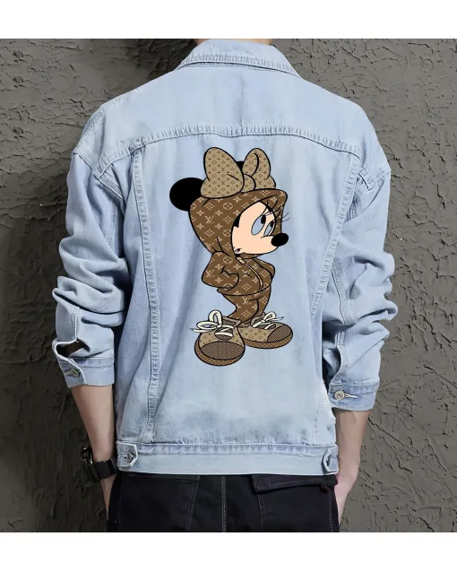 Men's Casual Jean Coat for Boyfriend - Great Contrast Stitching Gift - Street Festivals for Birthday - Teenagers - Light Blue - Main View