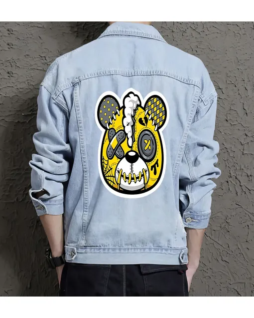 Men's Casual Jean Coat for Son - Urban Design with Music Events - Gift Idea for Birthday Active Men - Light Blue - Main View