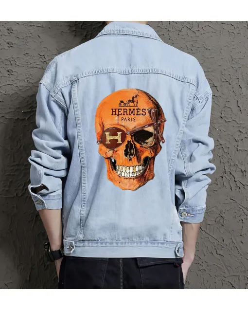 Men's Casual Jean Coat - Gift for College Student on Regular Cut - Casual Hangouts Style for Graduation - Teenagers - Light Blue - Main View