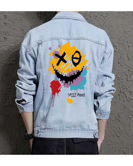 Men's Casual Jean Coat - Gift for Teenager - Button Front for Casual Outings - Graduation for Fashion-forward Men - Light Blue - Main View