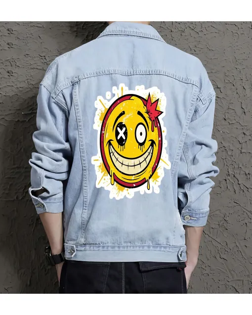Men's Casual Jean Coat - Gift Idea for Boyfriend - Vintage Style for School Wear - Perfect for Just Because - Light Blue - Main View