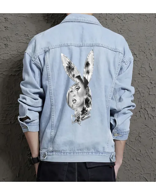 Men's Casual Jean Coat - Perfect Present for Dad - Minimalist Design - for Urban Fashion - College Start Gift - Light Blue - Main View