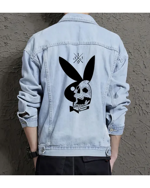 Men's Classic Jean Jacket for Young Man - Minimalist Design with Leisure Activities - Gift Idea for Christmas Modern Men - Light Blue - Main View