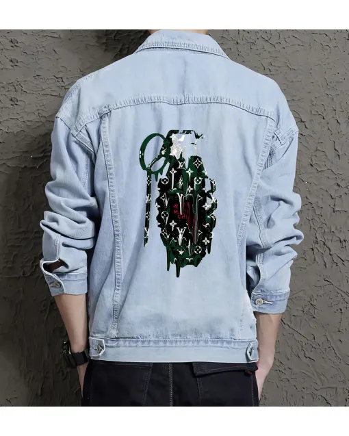 Men's Classic Jean Jacket - Gift for Boyfriend on Button Front - Outdoor Activities Style for Just Because - Millennials - Light Blue - Main View