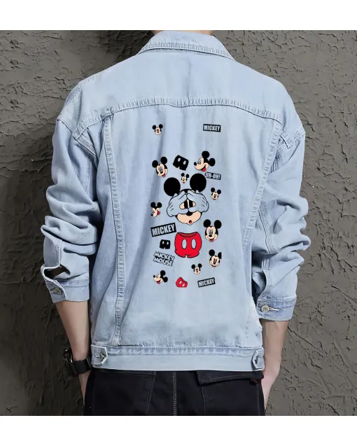 Men's Classic Jean Jacket - Gift for Brother on Minimalist Design - Coffee Dates Style for Back to School - Fashion-forward Men - Light Blue - Main View