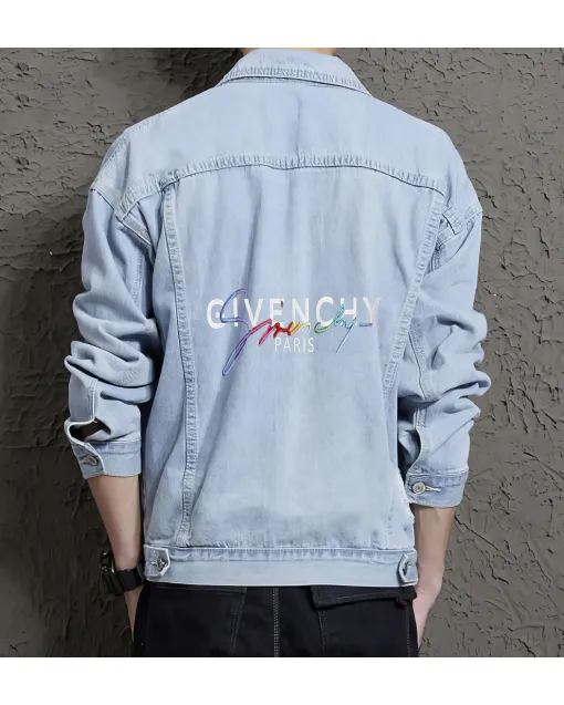 Men's Denim Jacket - for Graduate - Button Front for Weekend Wear - Great Gift for Holiday Season Trend Followers - Light Blue - Main View