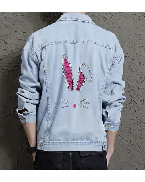 Men's Denim Jacket - for Young Man - Urban Design for Casual Outings - Great Gift for Thank You Gift Millennials - Light Blue - Main View
