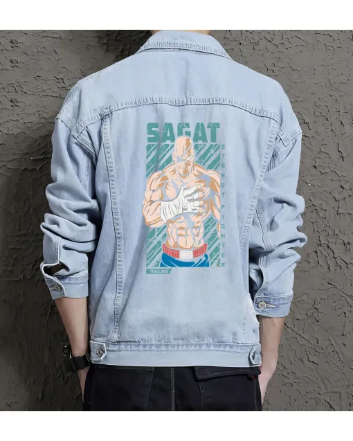 Men's Denim Jacket - Gift for Boyfriend - Vintage Look - Birthday Gift - Light Blue - Main View