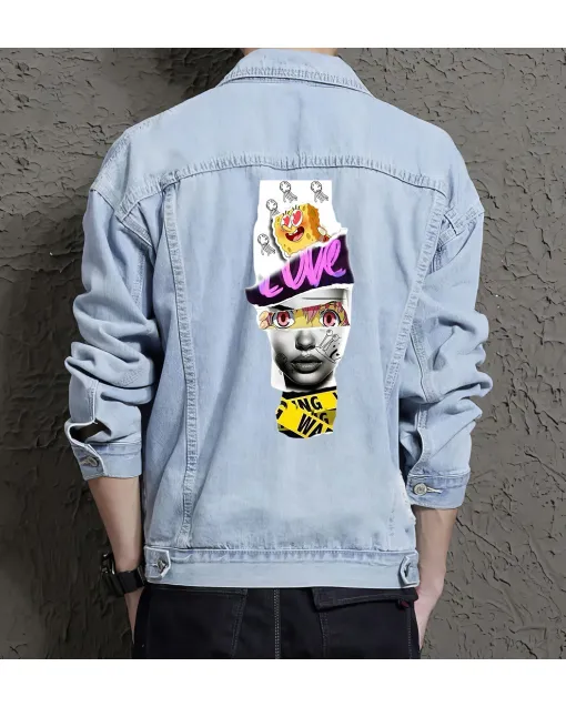 Men's Denim Jacket - Gift for College Student - Versatile Design for Shopping Days - Holiday Season for Gen Z Men - Light Blue - Main View