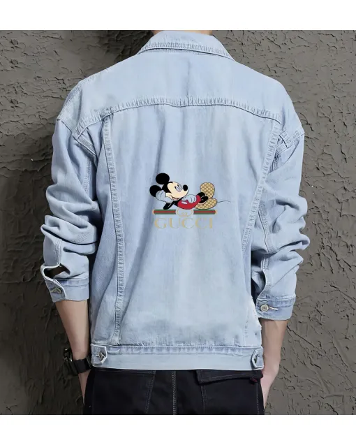 Men's Denim Jacket - Gift for Grandson - Vintage Style for Outdoor Activities - Special Occasion for Active Men - Light Blue - Main View