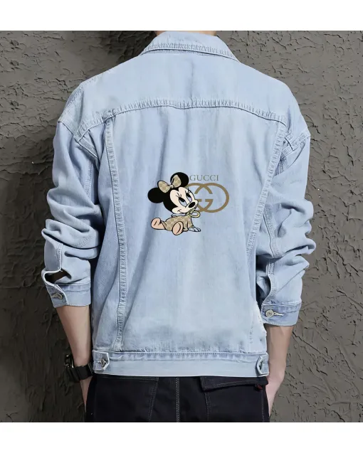 Men's Denim Jacket - Gift for Him - Button Closure for Weekend Wear - Just Because for Streetwear Enthusiasts - Light Blue - Main View