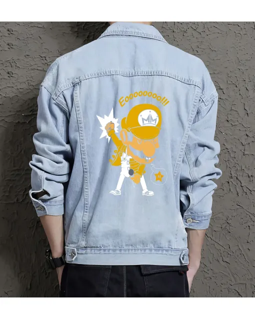 Men's Denim Jacket - Gift for Husband - Vintage Look - Birthday Gift - Light Blue - Main View