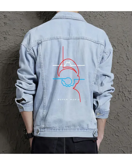 Men's Denim Jacket - Gift for Husband - Vintage Look - Birthday Gift - Light Blue - Main View